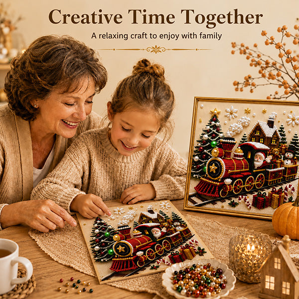 🎄🎅 Premium 3D Pearl Christmas Wall Art Kit | Luxury Flocked Canvas with Scratch-Resistant Non-Fading Pearl Beads DIY Holiday Decor ⛄️❄️