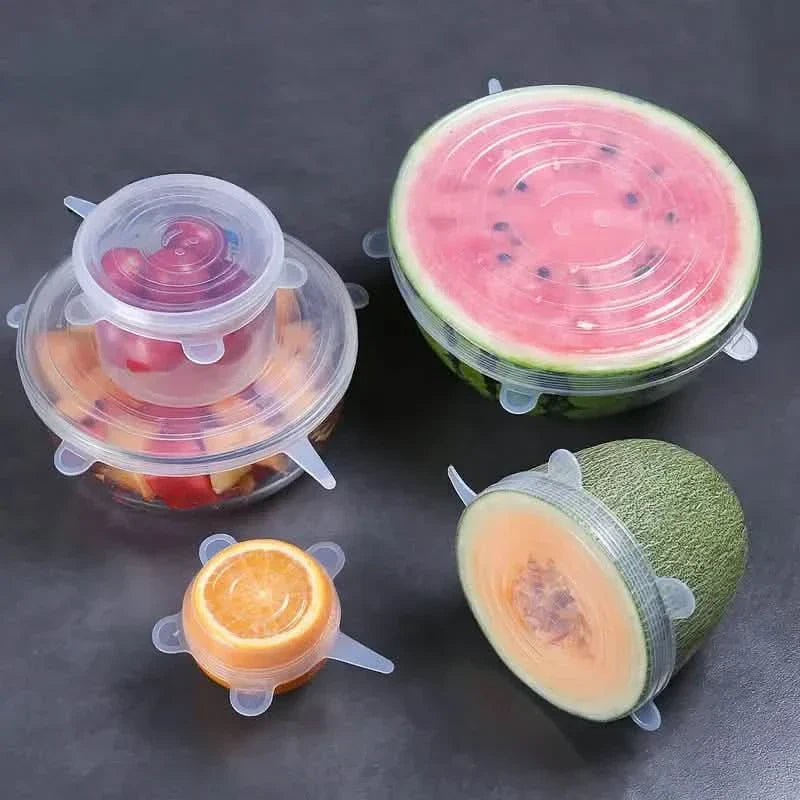 6-Piece Set: Silicone Stretch Lids, Reusable Durable Food Storage Lids