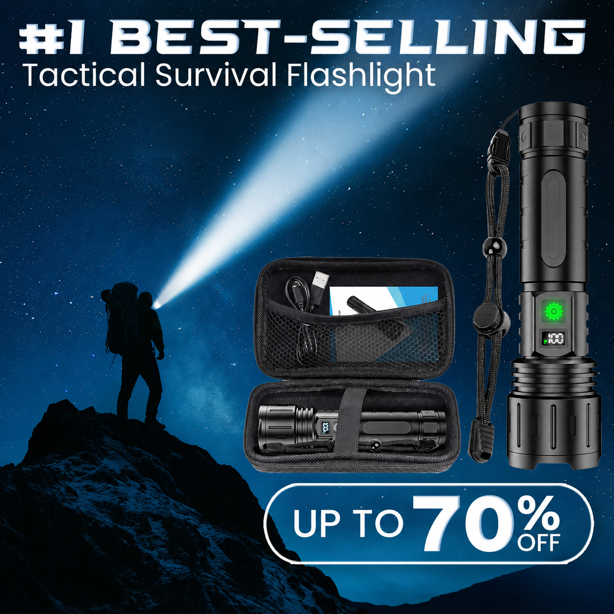 BIGGEST DEAL 70% OFF +🎁Version 2026 Super Bright Ultimate Survival Flashlight|2M+ Sold Worldwide ️🏆80X Brighter Beam|120-Hour Battery |Advanced COB LEDs