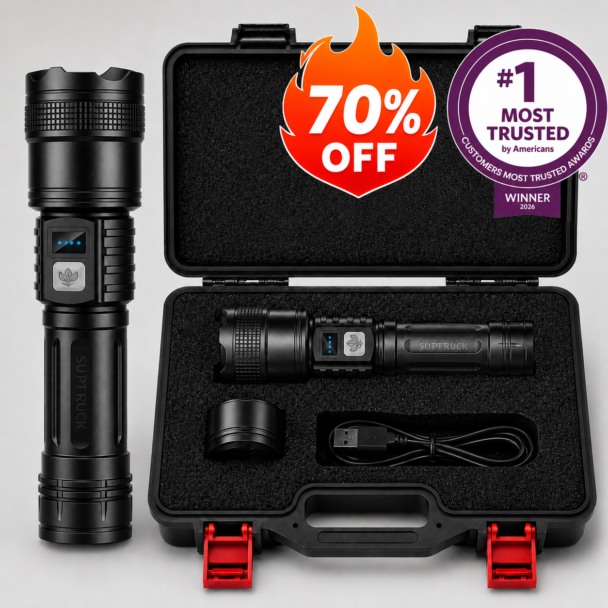 BIGGEST DEAL 70% OFF +🎁Version 2026 Super Bright Ultimate Survival Flashlight|2M+ Sold Worldwide ️🏆80X Brighter Beam|120-Hour Battery |Advanced COB LEDs