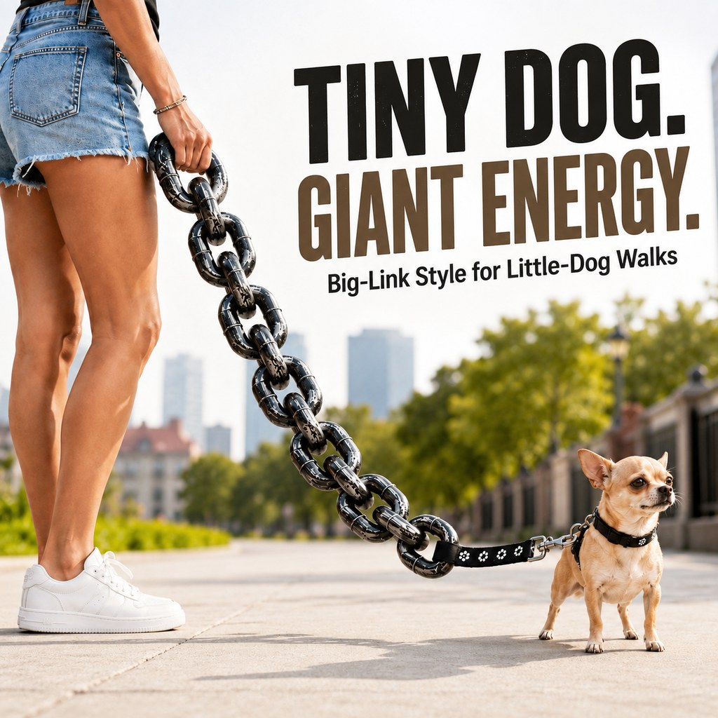 Oversized Chain Dog Leash & Collar Set for Small Dogs - Make Everyday Walks Stand Out